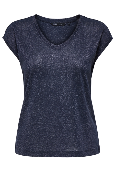 Only onlsilvery s/s v neck lurex top jrs